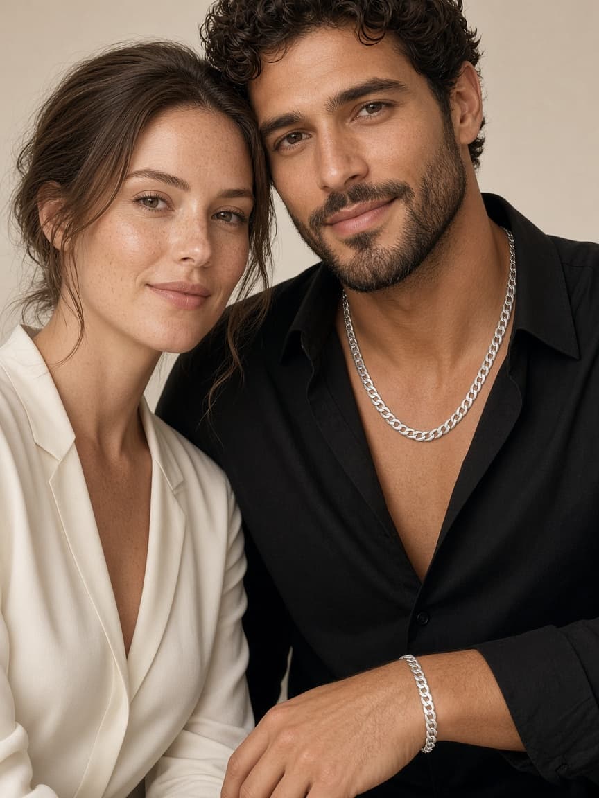 Barbada Línea: 1 collar · 1 brazalete de plata 925